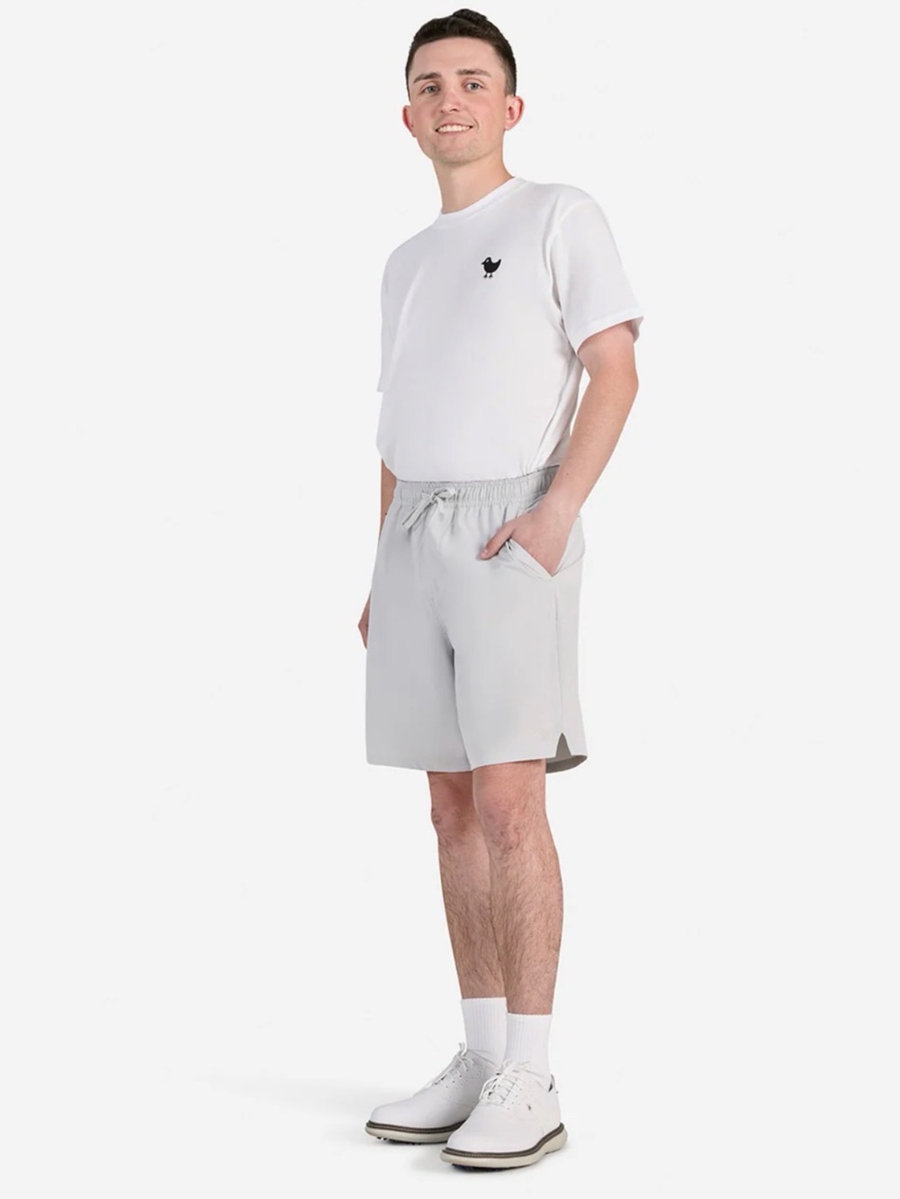 Bad Birdie Men's Light Grey Athletic Golf Shorts Drawstring Pockets size M